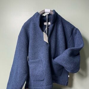 Cozy Navy Blue Sherpa Sweatshirt